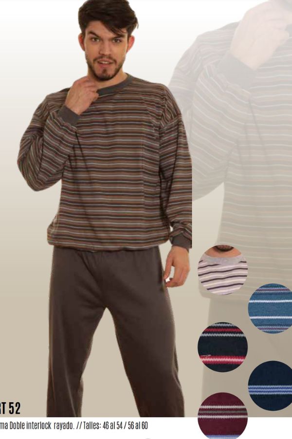 PIJAMA INTERLOCK RAYADO PANT LISO PAYTITY